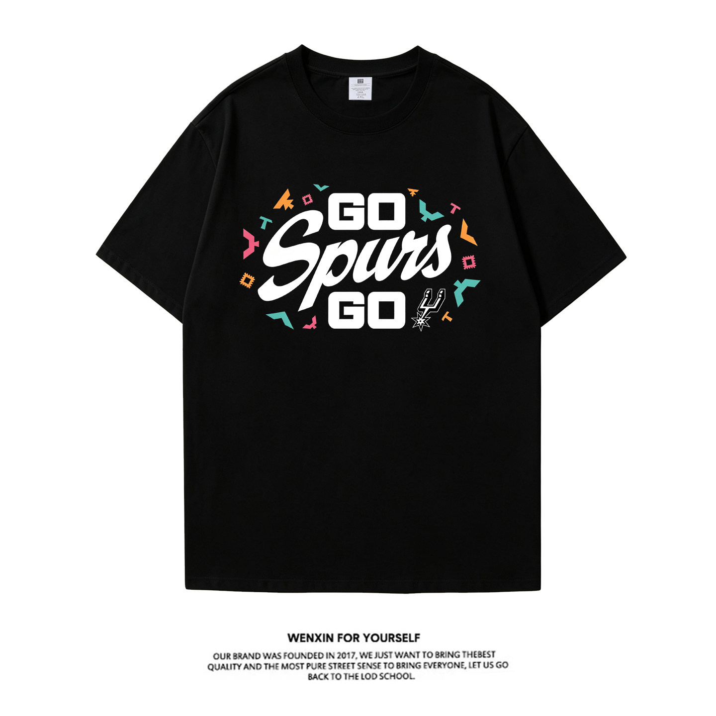 马刺队季后赛Go Spurs Go加油同款t恤短袖男文班亚马篮球训练上衣