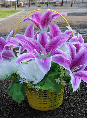 上坟绢花仿真花篮扫墓花祭祀假花清明节花五七塑料花碑前花祭祖花