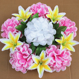 厂家直销32CM菊花圈墓前假花清明节上坟用品花冬至塑料花祭祀绢花