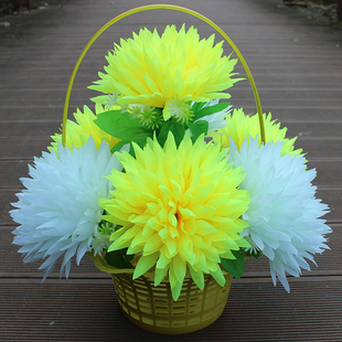 仿真菊花祭祀花蓝上坟花扫墓花清明节花祭祖塑料花陵园墓地摆放花