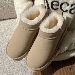 2025羊皮毛一体雪地冬季靴女短靴新款加厚加绒棉鞋短筒保暖防滑