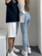男朋友 女辣妹紧身高腰常规显瘦铅笔小脚九分裤 宝 高腰牛仔长裤