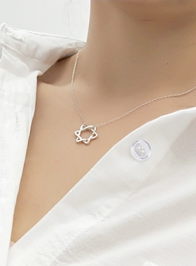 六芒星女士时尚款纯银百搭锁骨链