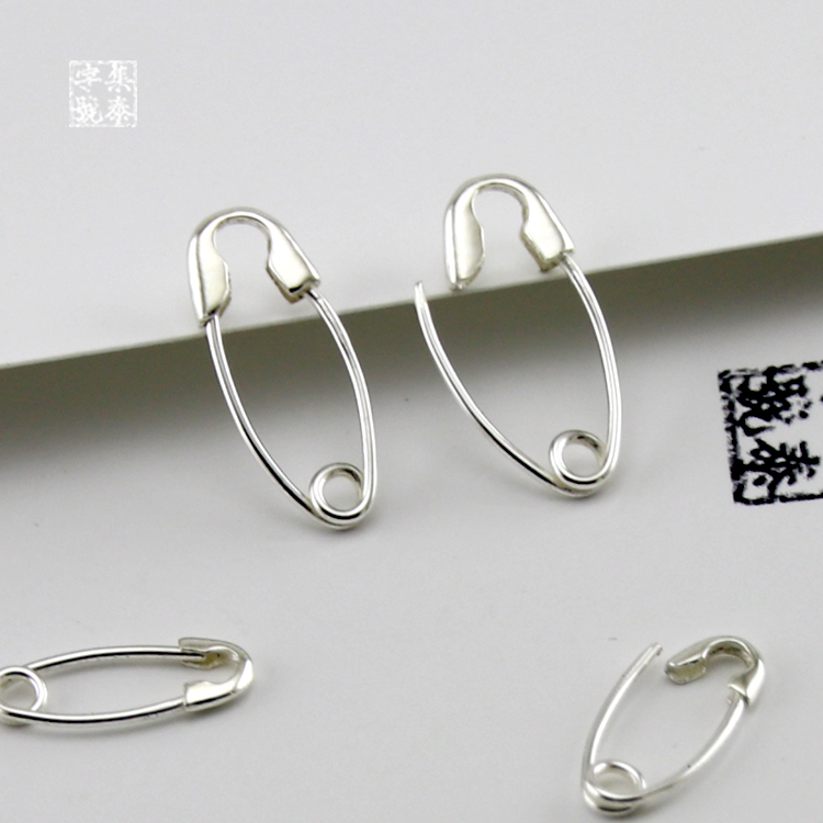 原创手工s925纯银别针别衣服耳环