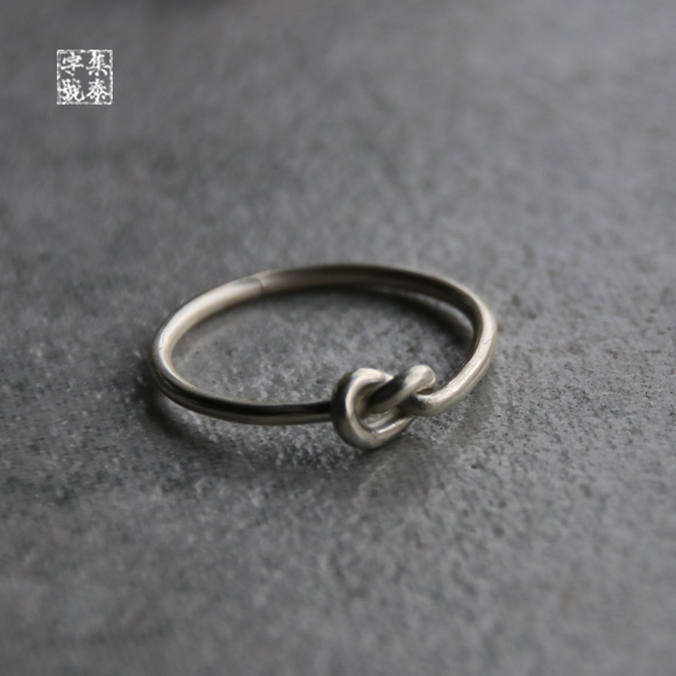 简约s925纯银手工小爱心戒指女情人节礼物日韩时尚尾戒素圈细指环