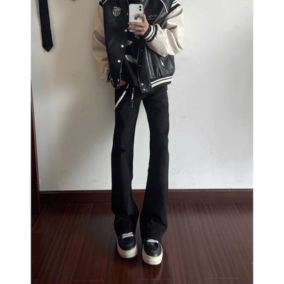 微喇裤男生痞帅修身直筒显瘦裤子