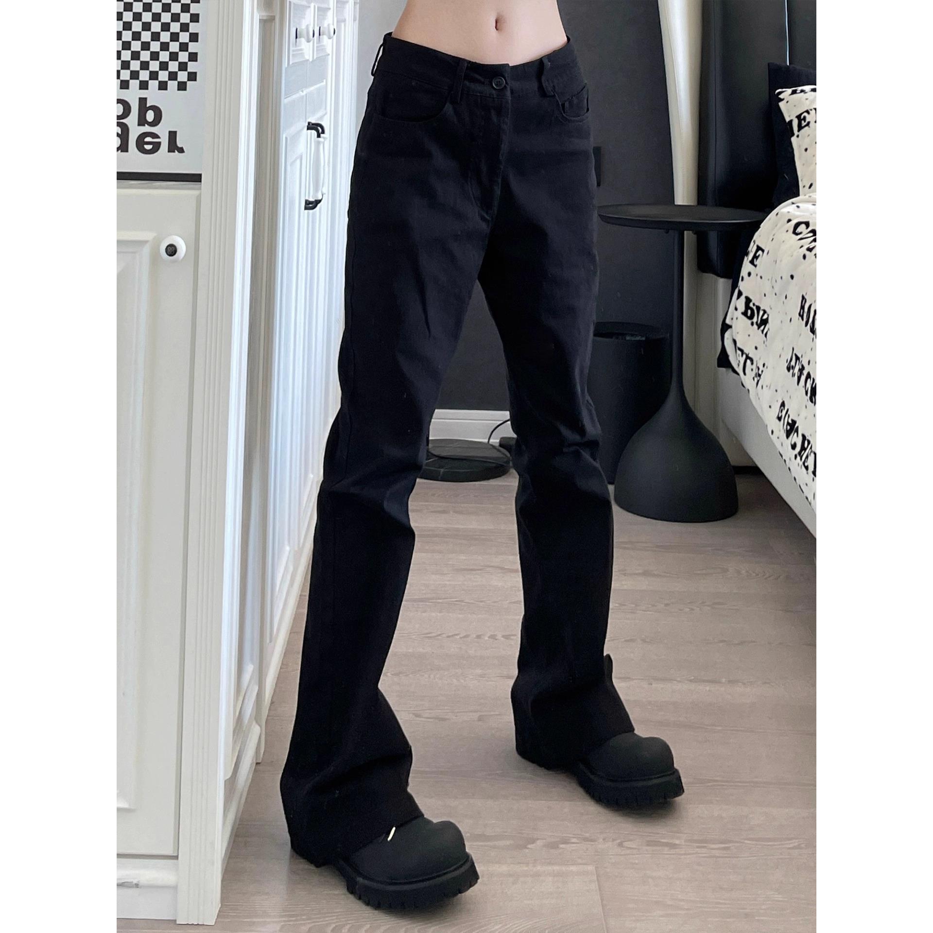 9002up黑色微喇牛仔裤男款直筒