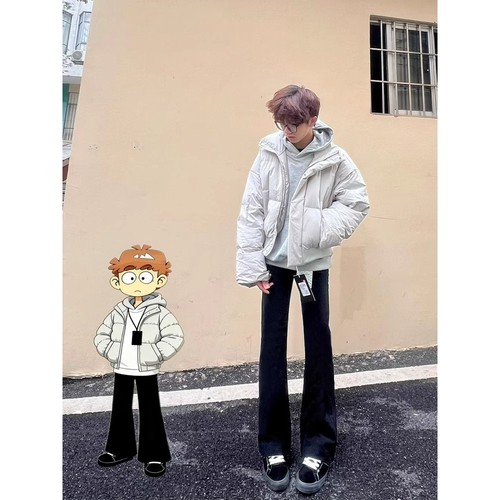 微喇牛仔裤男秋冬季美式复古加绒