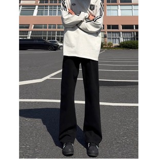 黑色柳叶弯刀牛仔裤男女秋冬男女加绒裤子cleanfit修身微喇直筒裤