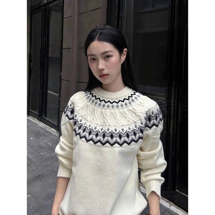 stay the night费尔岛绞花毛衣男款秋冬慵懒高级感针织衫打底内搭