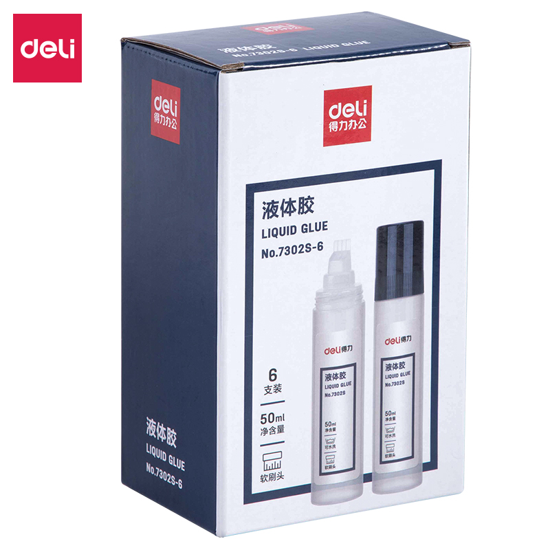 得力7302S-6液体胶透明(6支/盒)