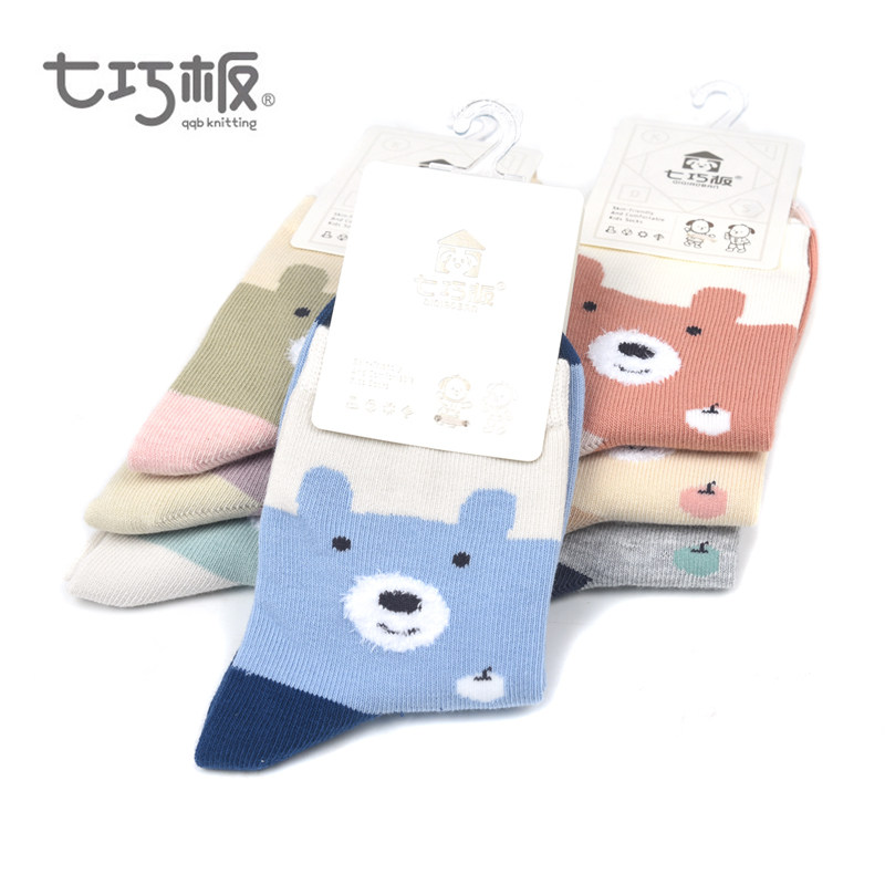 七巧板袜子卡通儿童棉袜春秋冬款全棉男童女童袜宝宝学生袜1-15岁