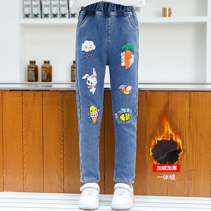 加绒女童牛仔裤加厚2025
