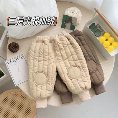 婴幼儿加绒夹棉裤子冬装2