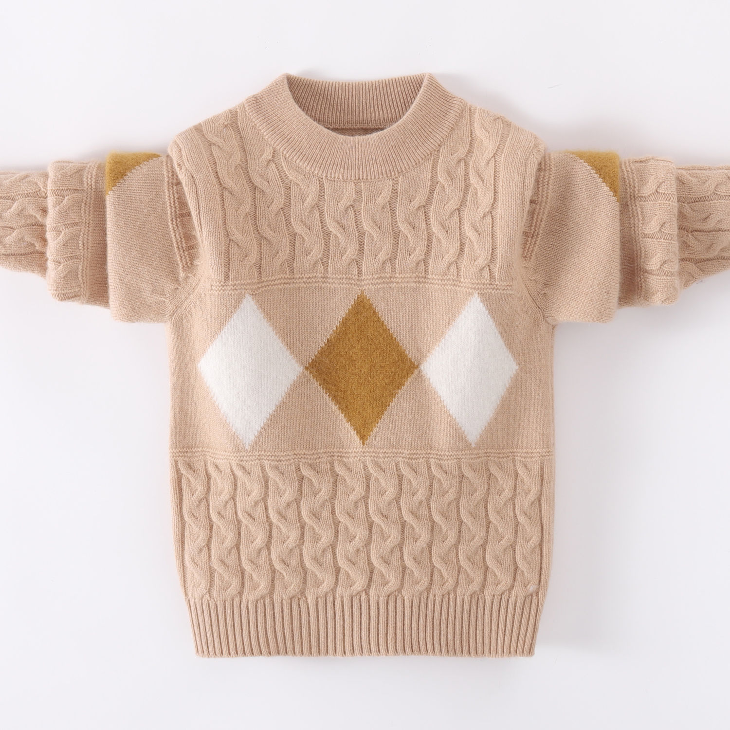 100%羊毛儿童衫男童圆领