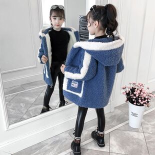 女童冬装羊羔绒棉衣中长款加绒加厚2025中大童儿童外套小女孩棉袄
