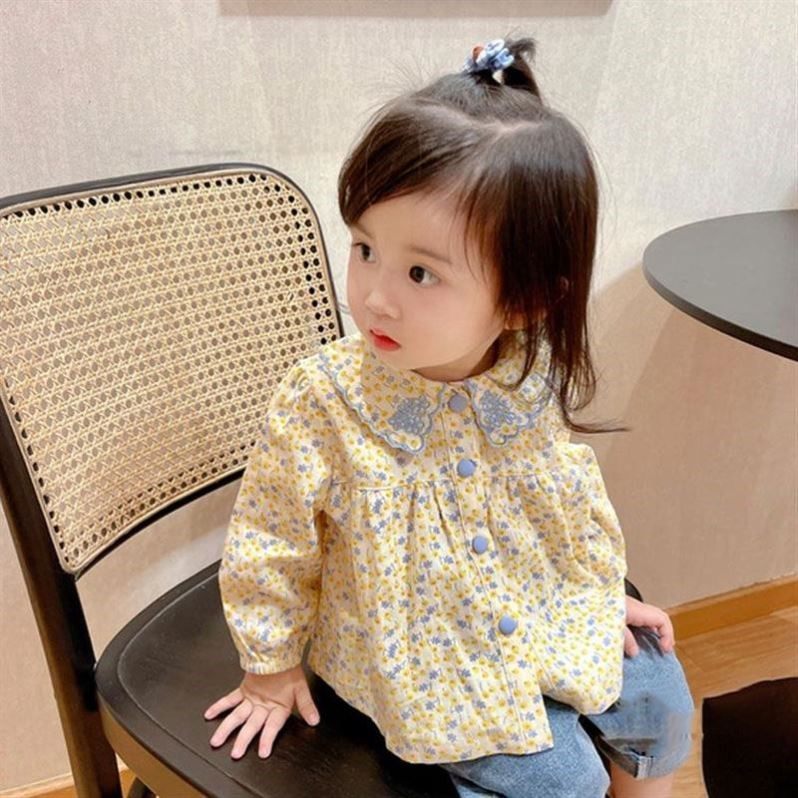 碎花衬衣0--4岁春秋季女童娃娃领