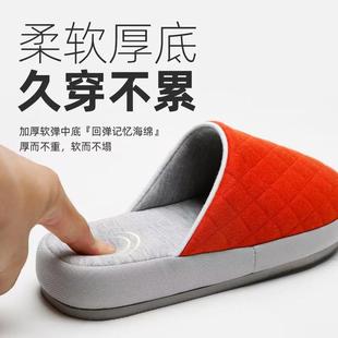 不沾灰情侣包头针织布方格软底厚底家居拖鞋EVA男女秋冬地板静音