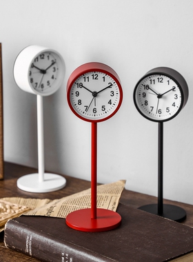 极简闹钟简约北欧风格学生用静音床头钟表创意书桌摆件个性小座钟