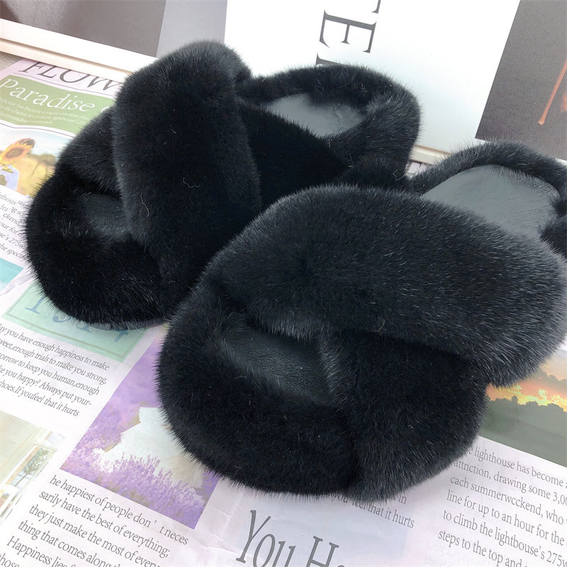 钊钊家 进口水貂交叉沙发款 5.5跟高毛毛拖鞋不磨脚告别磨脚膏,女鞋,人字拖,淘宝优惠券,粉丝福利购,淘宝优惠卷