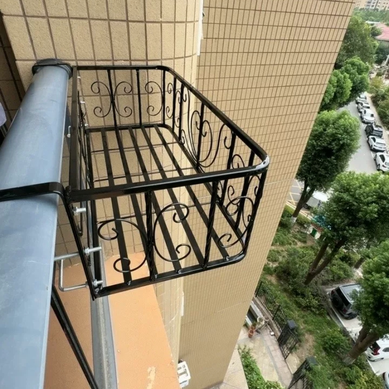 阳台栏杆挂式花架悬挂长方形铁艺花架/花几