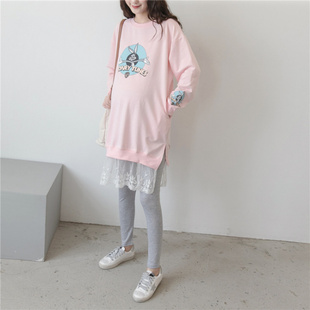 套装 时尚 款 孕妇秋装 宽松加绒加厚中长款 秋款 孕妇卫衣韩版 孕妇装