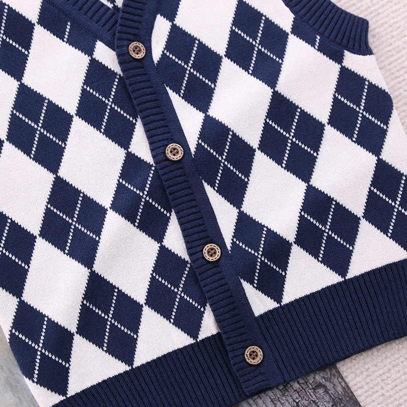 中小中大童学院风马甲儿童毛衣男