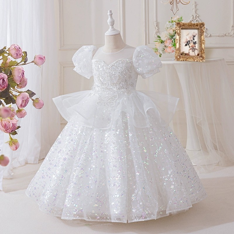 女童公主裙礼服夏季2026新款儿童连衣裙女孩花童婚纱主持人蓬蓬裙