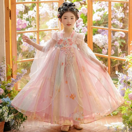 女童汉服夏季唐装超仙古装连衣裙
