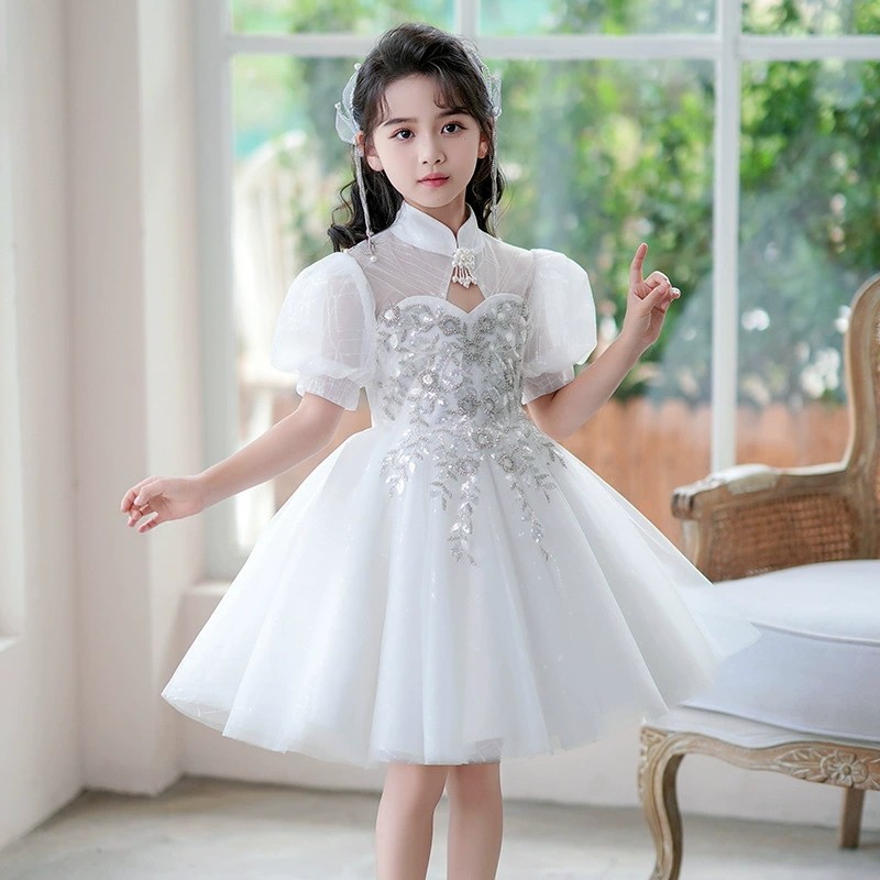 女童礼服公主裙高端夏季2026新款儿童花童蓬蓬裙小女孩短袖连衣裙