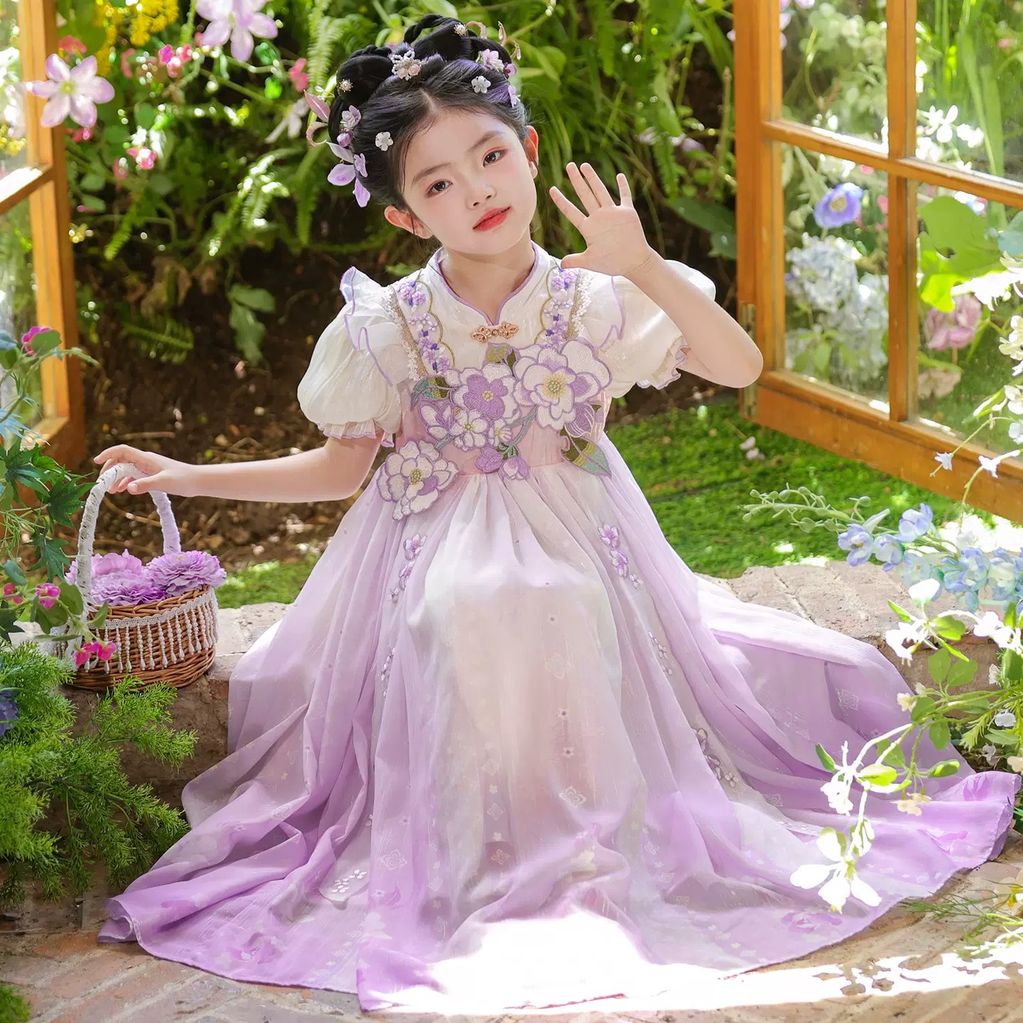 女童汉服夏季短袖古风公主连衣裙