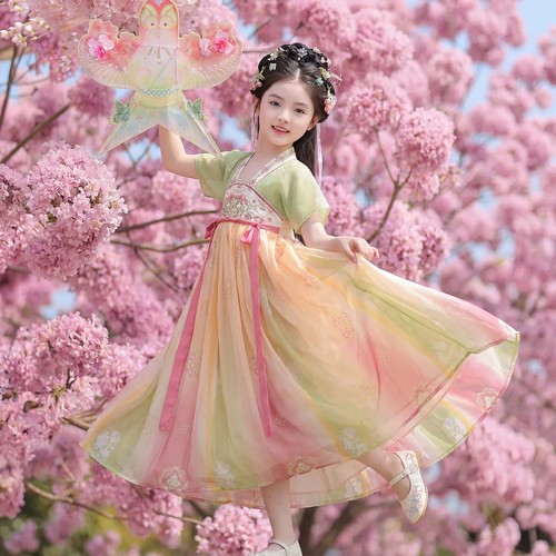 女童汉服夏季薄款国风古装连衣裙