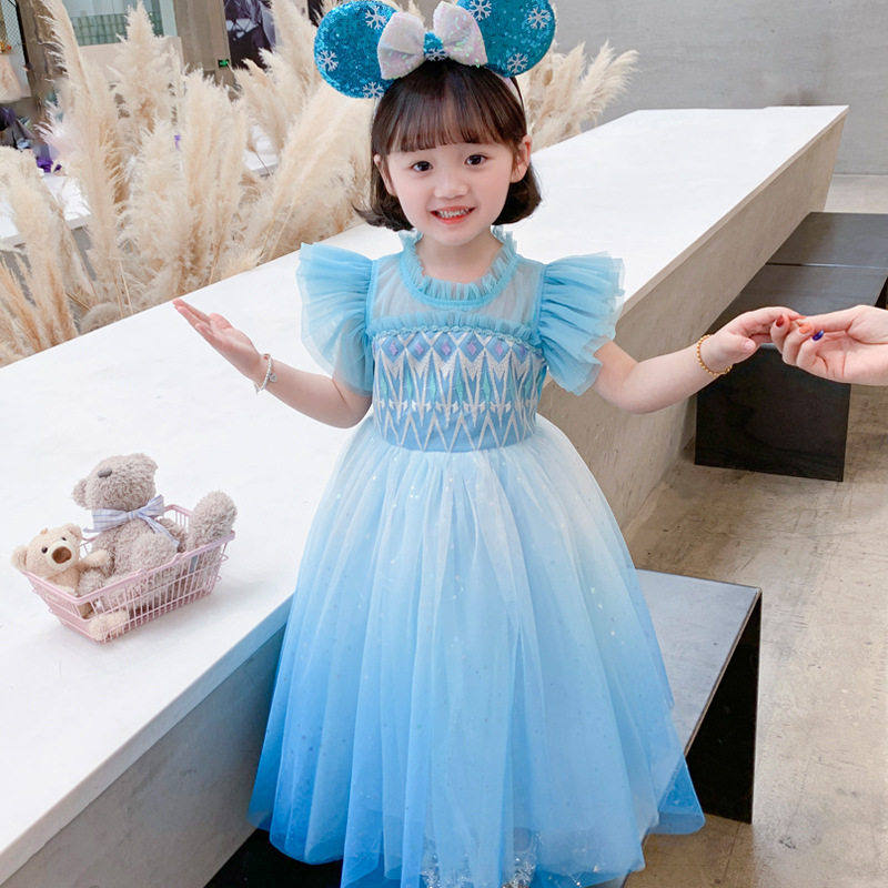 女童夏季纱裙爱莎公主无袖连衣裙