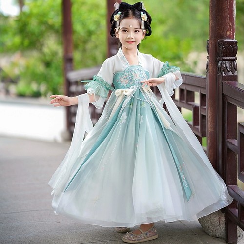 女童汉服夏季短袖超仙古装连衣裙
