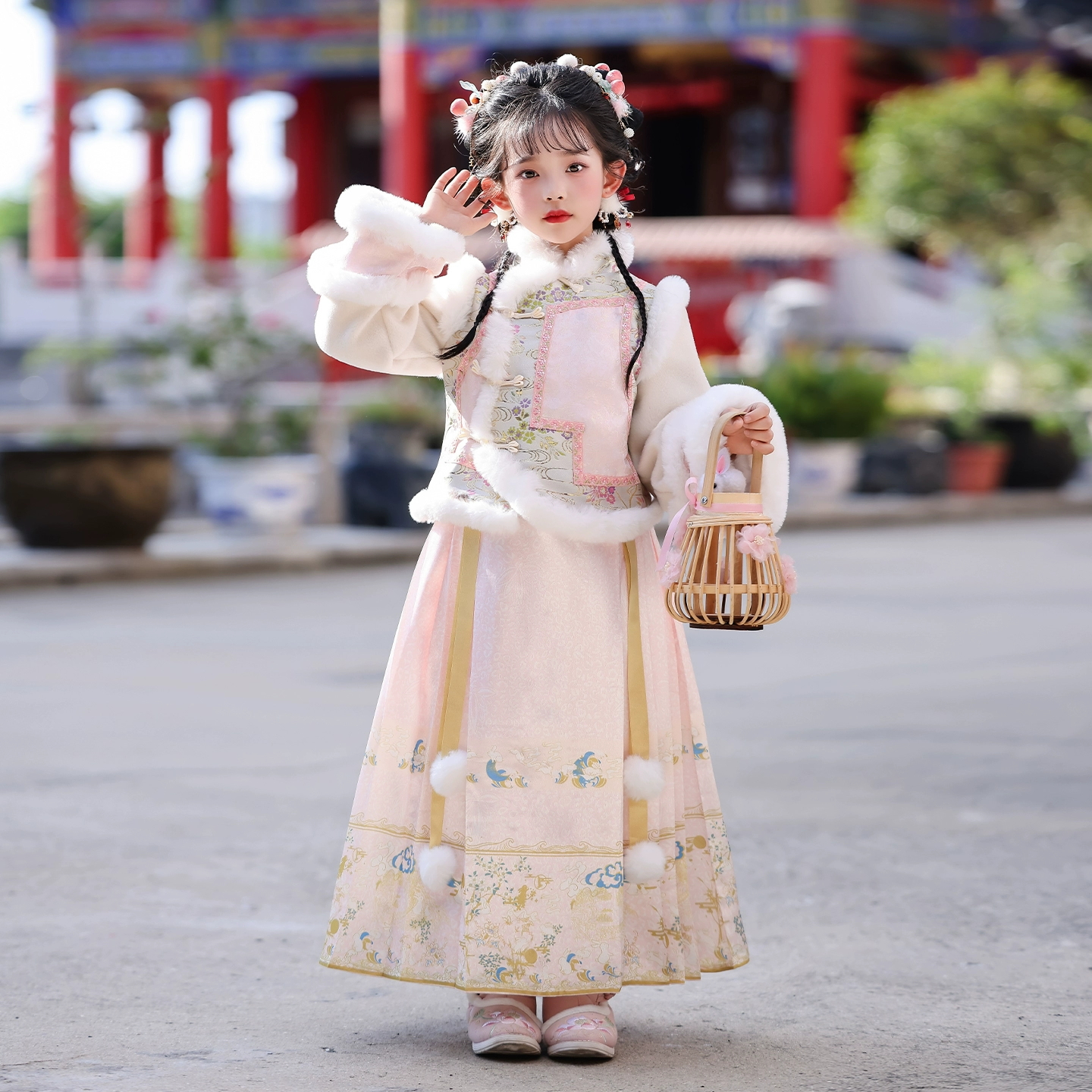 格格服女童汉服冬季加绒加厚唐装