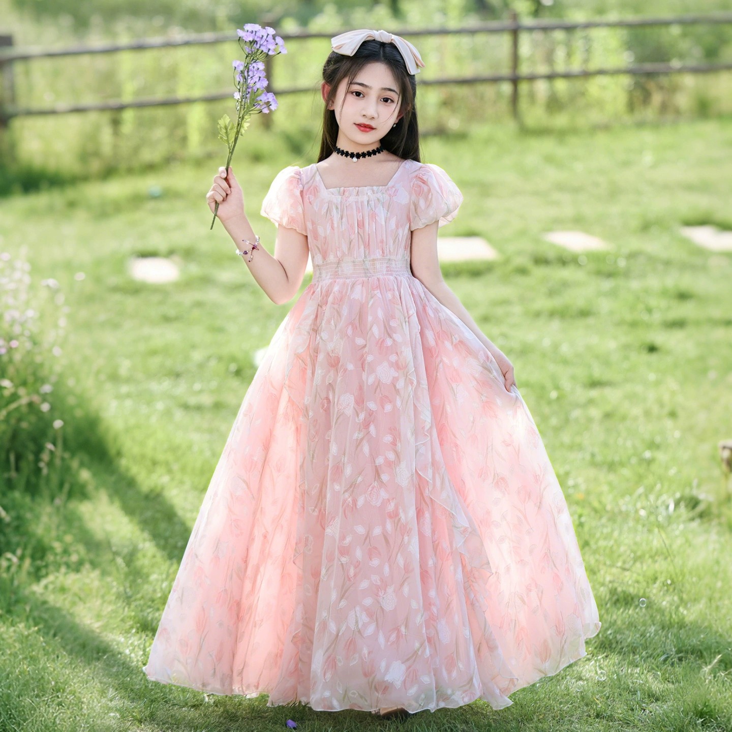 女童碎花公主裙夏季2026新款儿童夏天度假沙滩裙小女孩短袖连衣裙