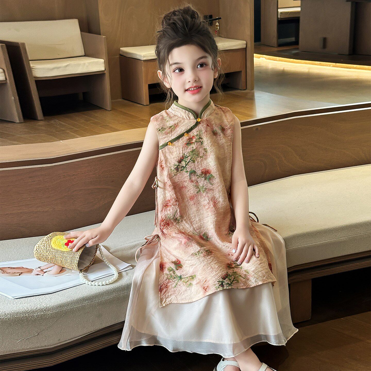 女童汉服连衣裙夏装2026新款新中式儿童旗袍公主裙女孩超仙背心裙