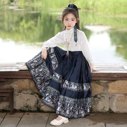汉服女童马面裙套装秋季女孩唐装