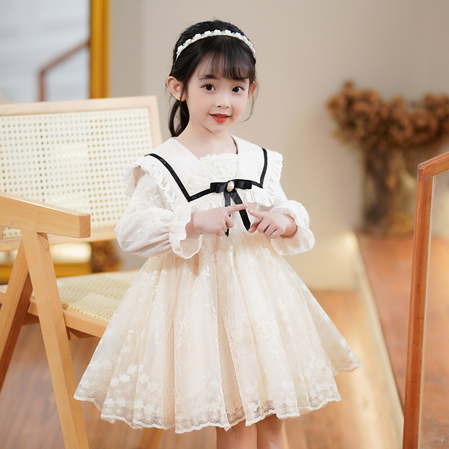 女童连衣裙秋冬洋气网纱公主裙子