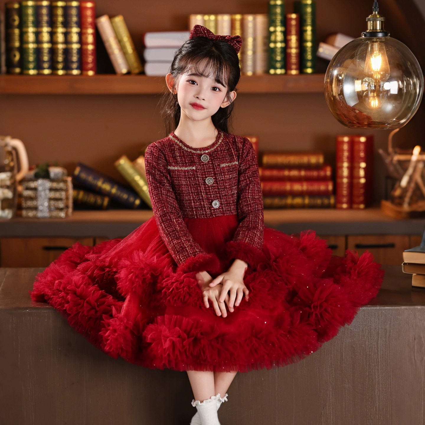 女童连衣裙秋冬款加绒公主蓬蓬裙