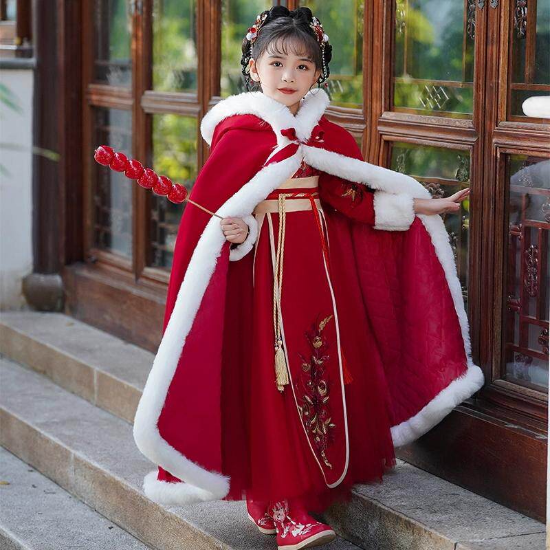 汉服女童秋冬加绒国风连衣裙2026新款儿童新年唐装过年喜庆拜年服
