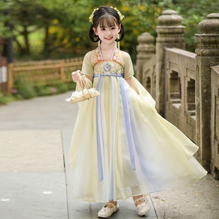 儿童唐装 女童汉服夏季 超仙中国风古装 2026新款 女孩古风连衣裙 夏款