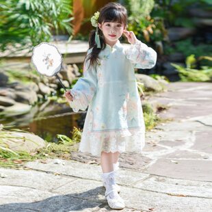 女童旗袍裙新中式连衣裙秋季2025新款儿童国风汉服春秋女孩公主裙