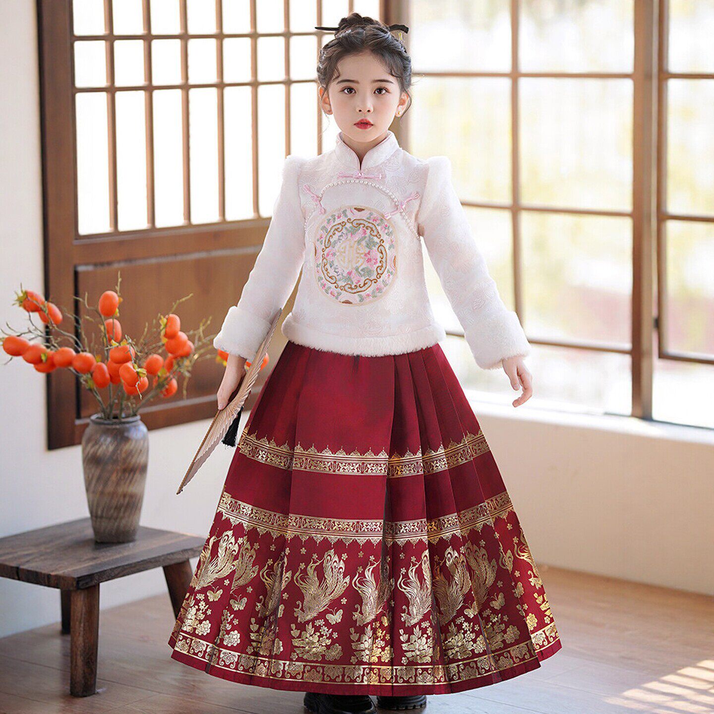 女童汉服国风套装冬季新年拜年服