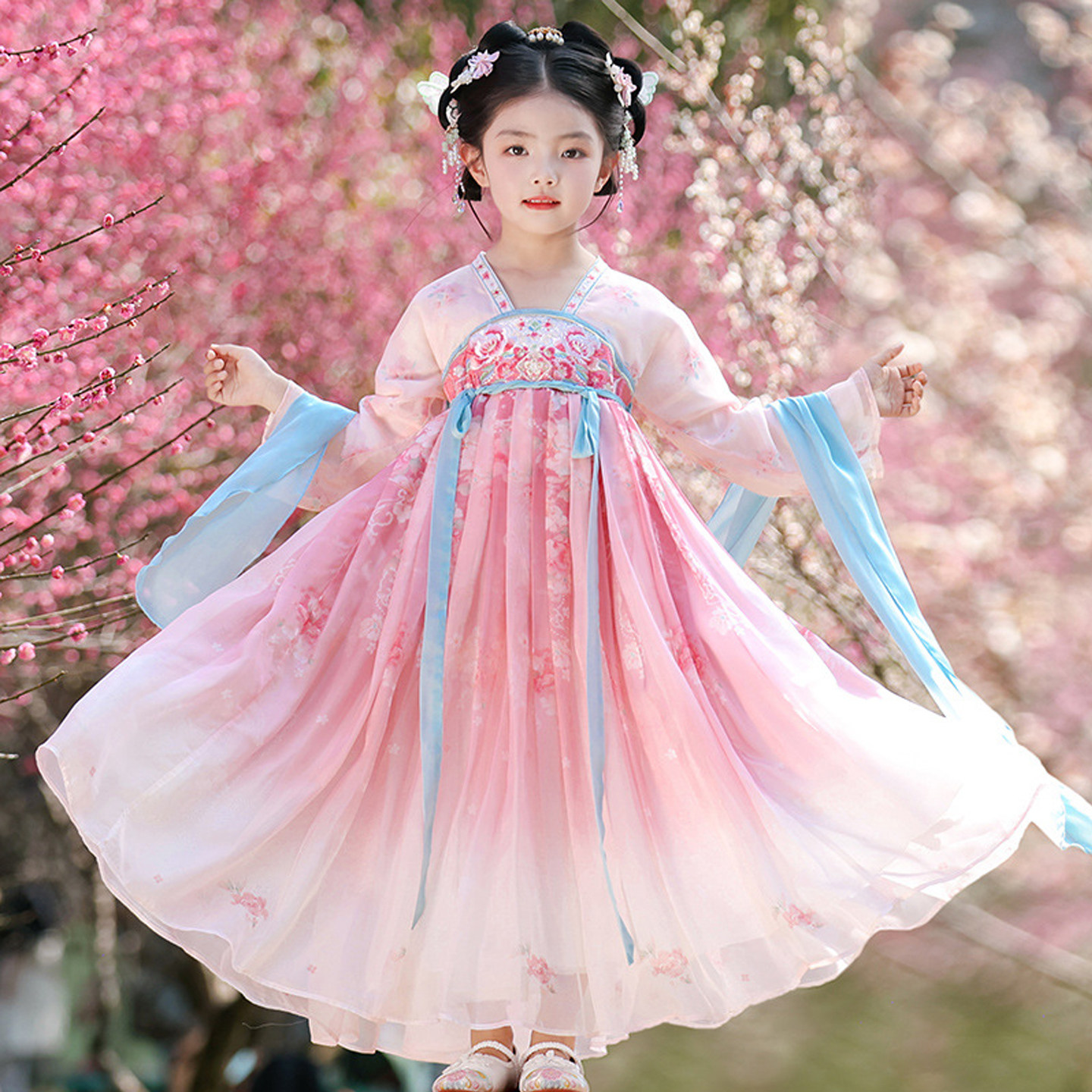 女童汉服春秋超仙襦裙古装连衣裙