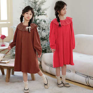 女童连衣裙春装2026新款儿童春秋长袖中长款公主裙森系中大童长裙