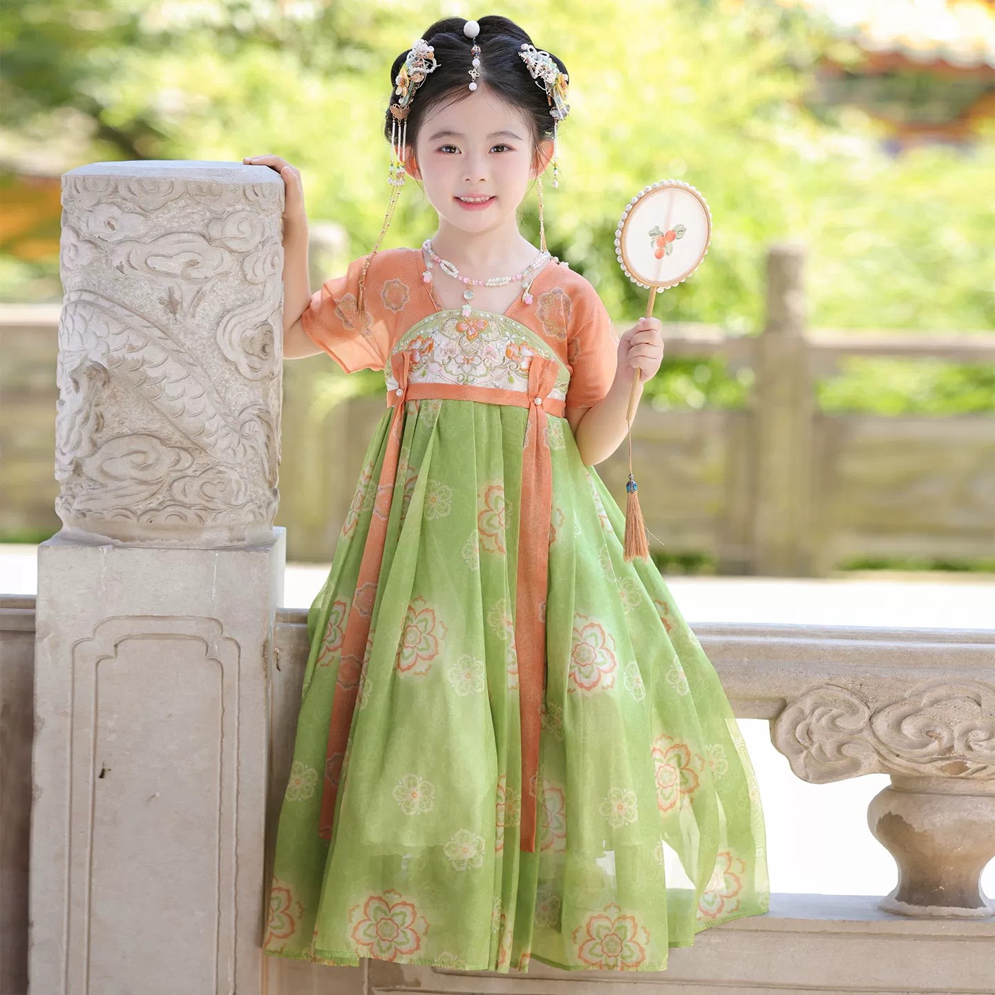 女童汉服夏季短袖超仙国风连衣裙图片