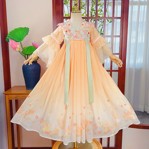 女童汉服夏季短袖古风公主连衣裙