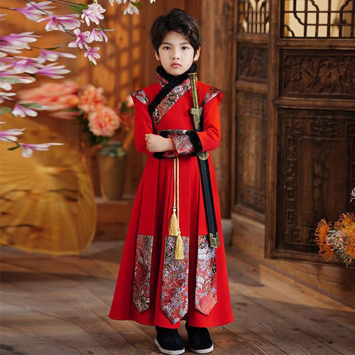 男童汉服秋冬新年拜年服加厚唐装
