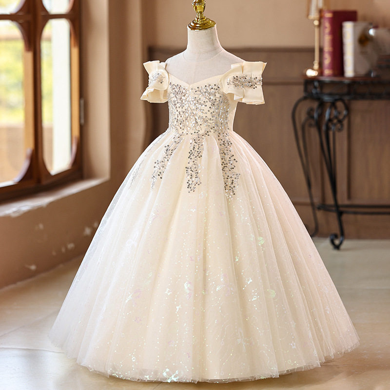 女童礼服裙轻奢小众高端花童婚礼女孩主持人儿童蓬蓬裙夏季公主裙